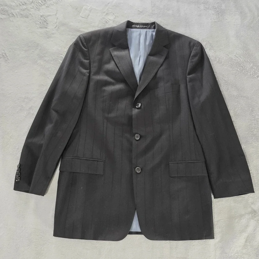 HUGO BOSS Black Label Rossellini Movie Blazer Mens 42R Wool Pinstriped 3 Button